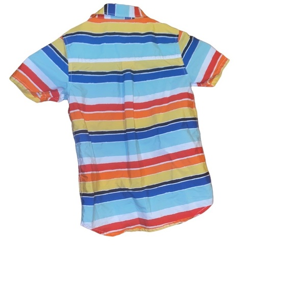 HANNA Anderson Boys Short Sleeve Multicolored Striped Button Down shirt size 5 - Picture 2 of 3